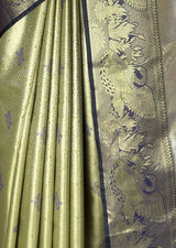 MIMOSA Olive Kanjivaram Art Silk Saree — fleets shot full lifestyle