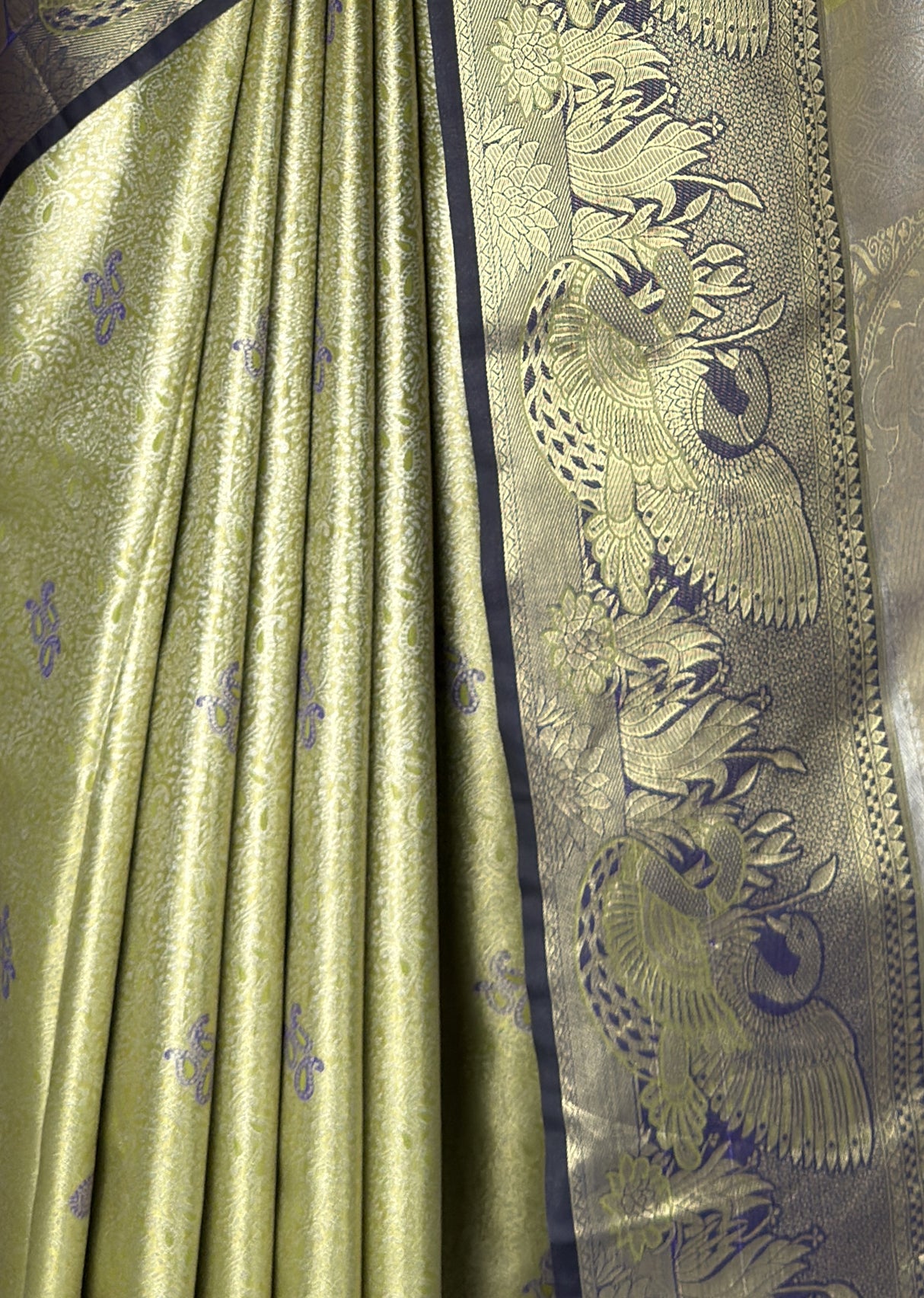 MIMOSA Olive Kanjivaram Art Silk Saree — fleets shot full lifestyle