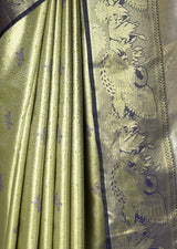 MIMOSA Olive Kanjivaram Art Silk Saree — fleets shot full lifestyle