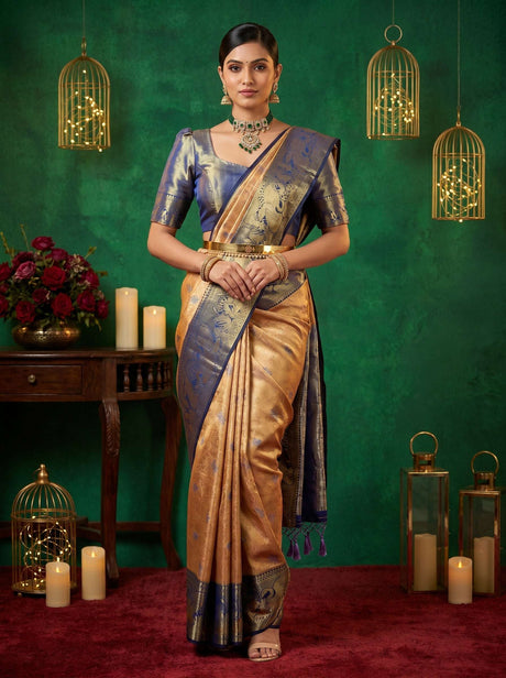 MIMOSA Orange Kanjivaram Art Silk Saree — Mannequin Draped