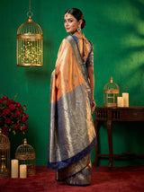 MIMOSA Orange Kanjivaram Art Silk Saree — pose 9 styling detail