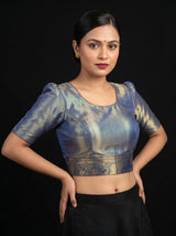 MIMOSA Orange Kanjivaram Art Silk Saree — blouse close-up