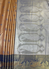 MIMOSA Orange Kanjivaram Art Silk Saree — pallu and zari work detail