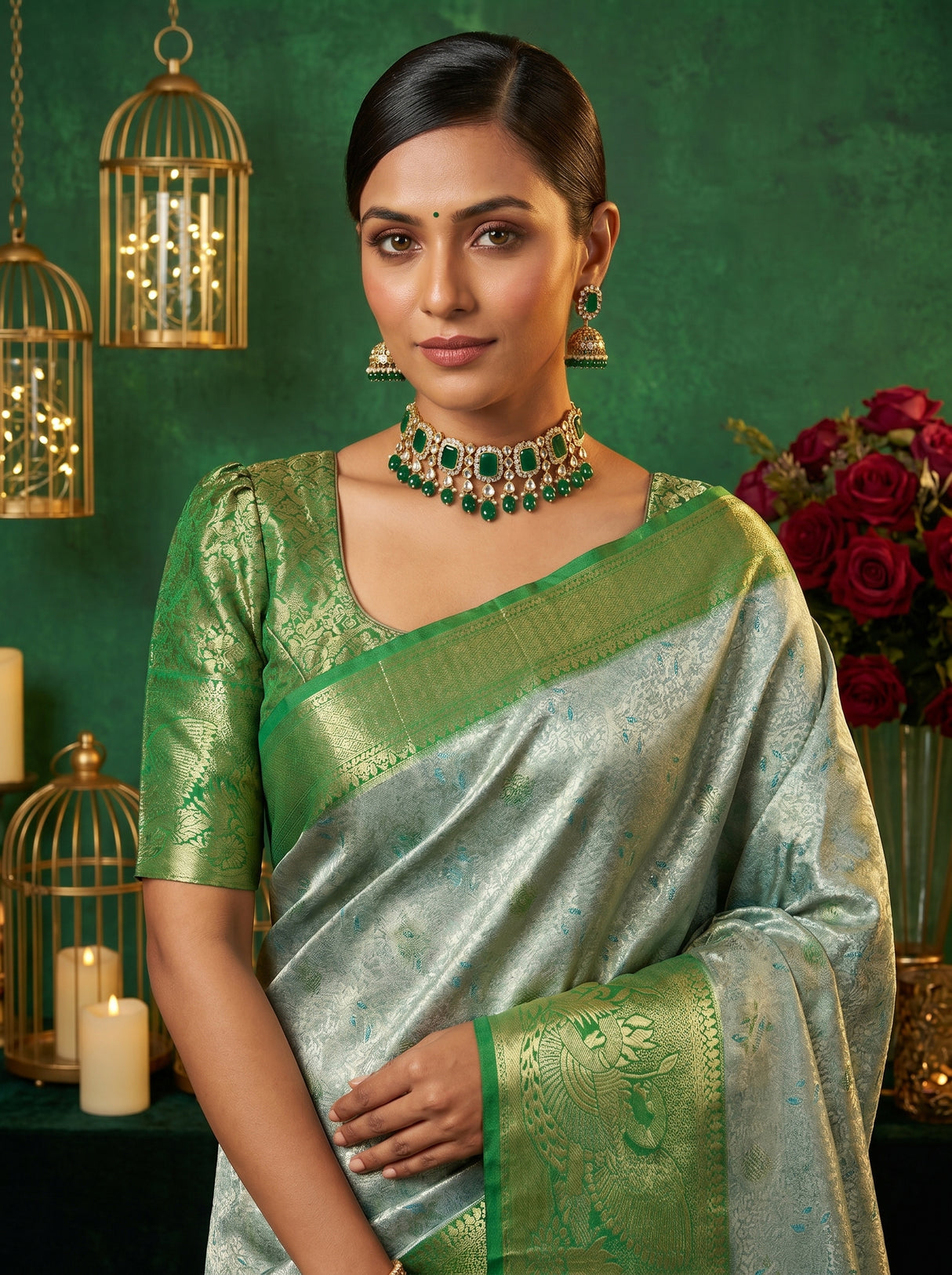 MIMOSA Saffire Kanjivaram Art Silk Saree — pose 10 styling detail