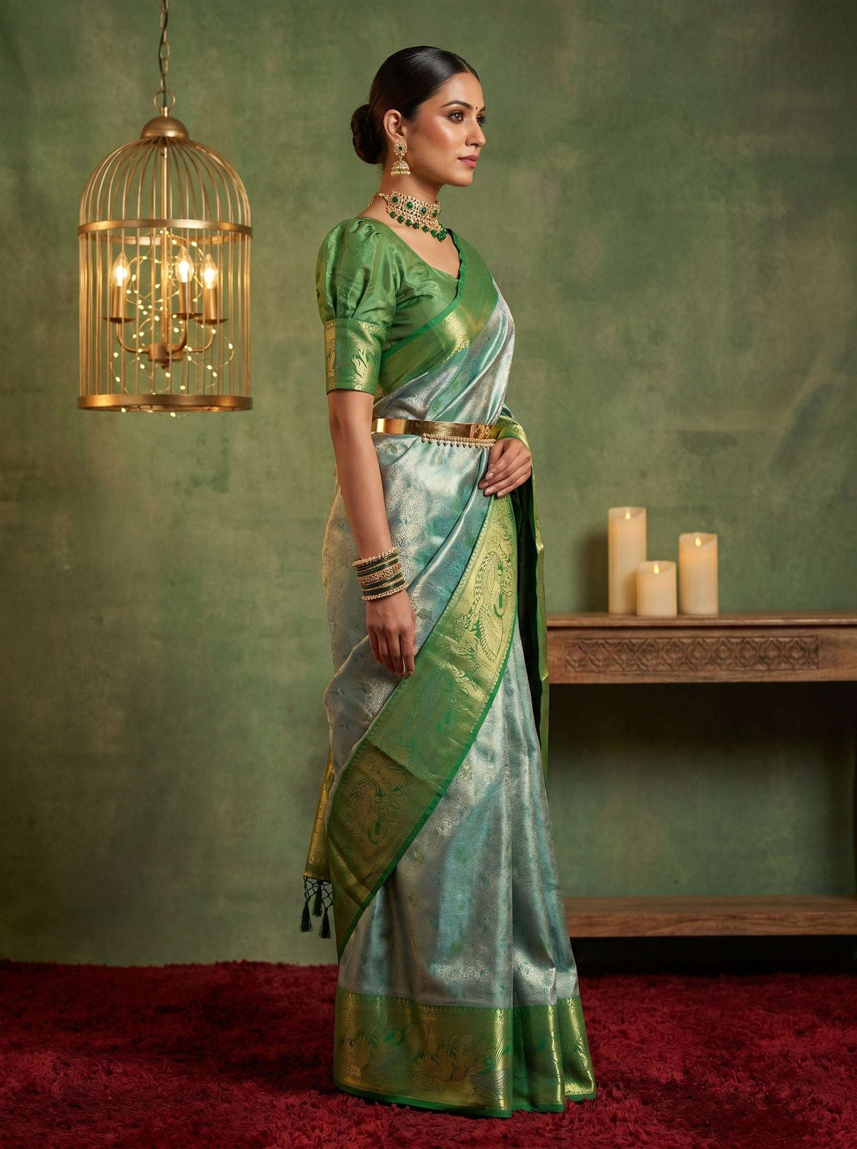 MIMOSA Saffire Kanjivaram Art Silk Saree — Model Pose