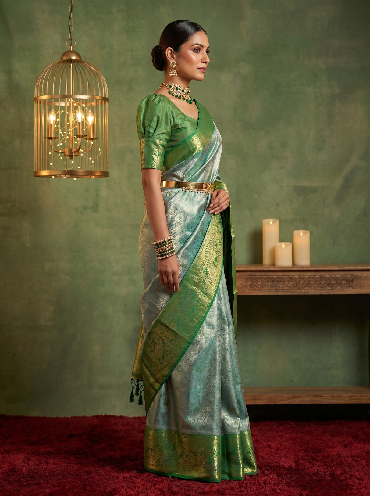 MIMOSA Saffire Kanjivaram Art Silk Saree — Model Pose