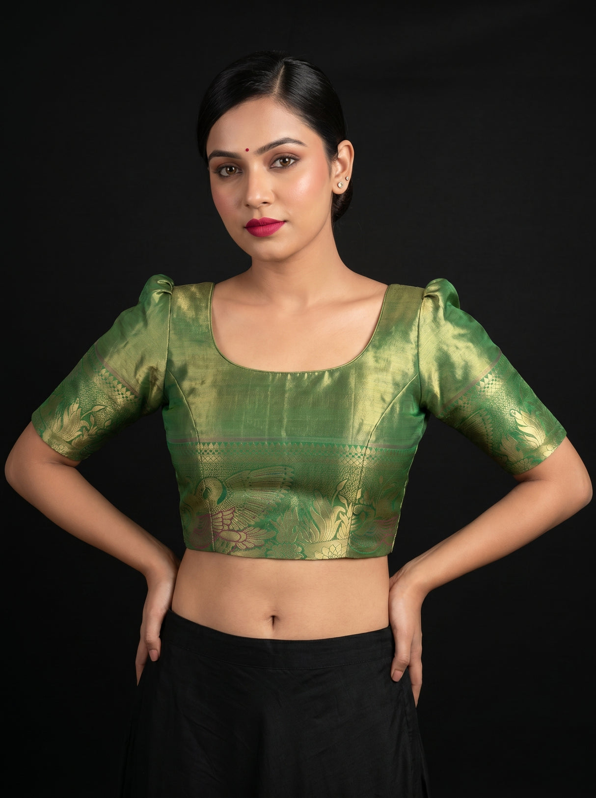 MIMOSA Saffire Kanjivaram Art Silk Saree — blouse close-up