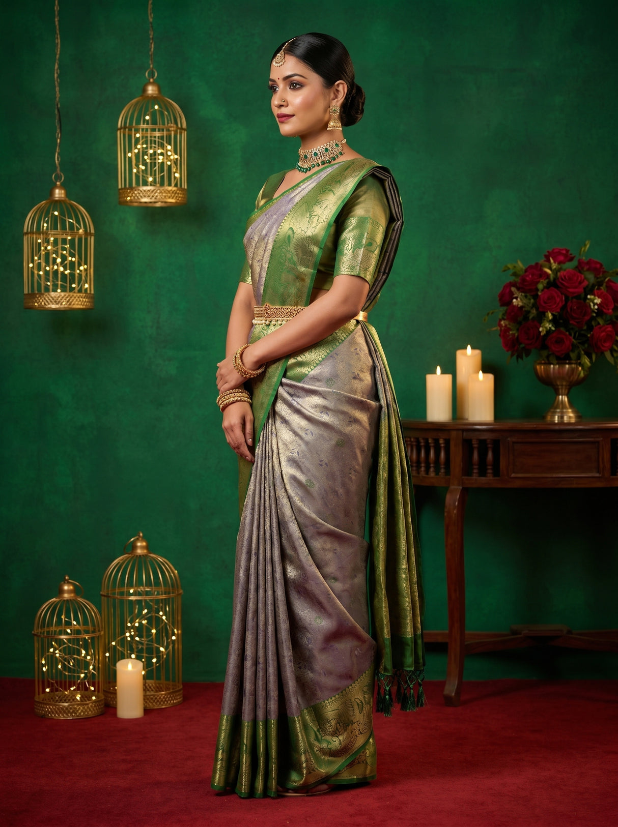 MIMOSA Violet Kanjivaram Art Silk Saree — Blouse Fabric Detail