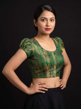 MIMOSA Violet Kanjivaram Art Silk Saree — blouse close-up