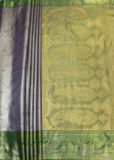 MIMOSA Violet Kanjivaram Art Silk Saree — pallu and zari work detail