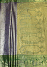 MIMOSA Violet Kanjivaram Art Silk Saree — pallu and zari work detail
