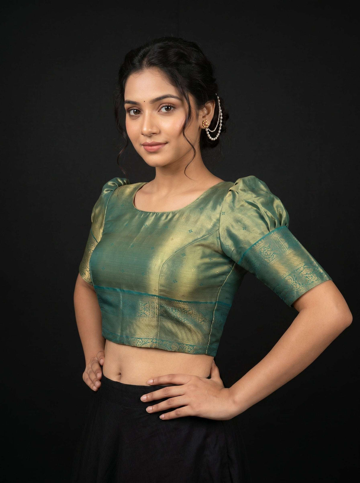 MIMOSA Gajari Kanjivaram Art Silk Saree — blouse close-up