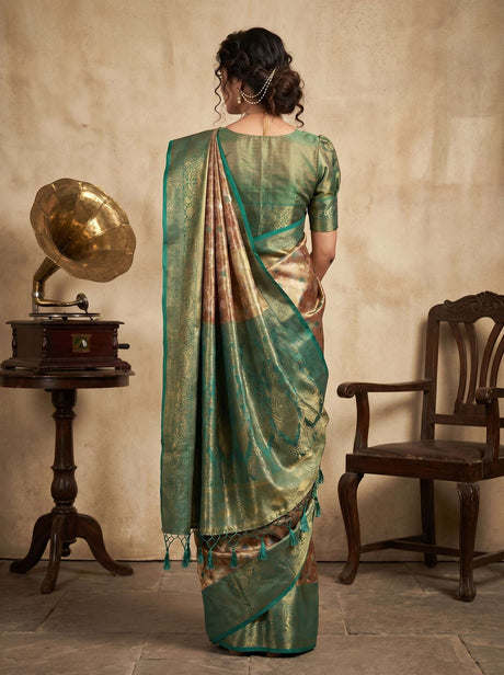 MIMOSA Green Art Silk Unstitched Blouse Fabric