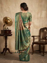 MIMOSA Green Art Silk Unstitched Blouse Fabric