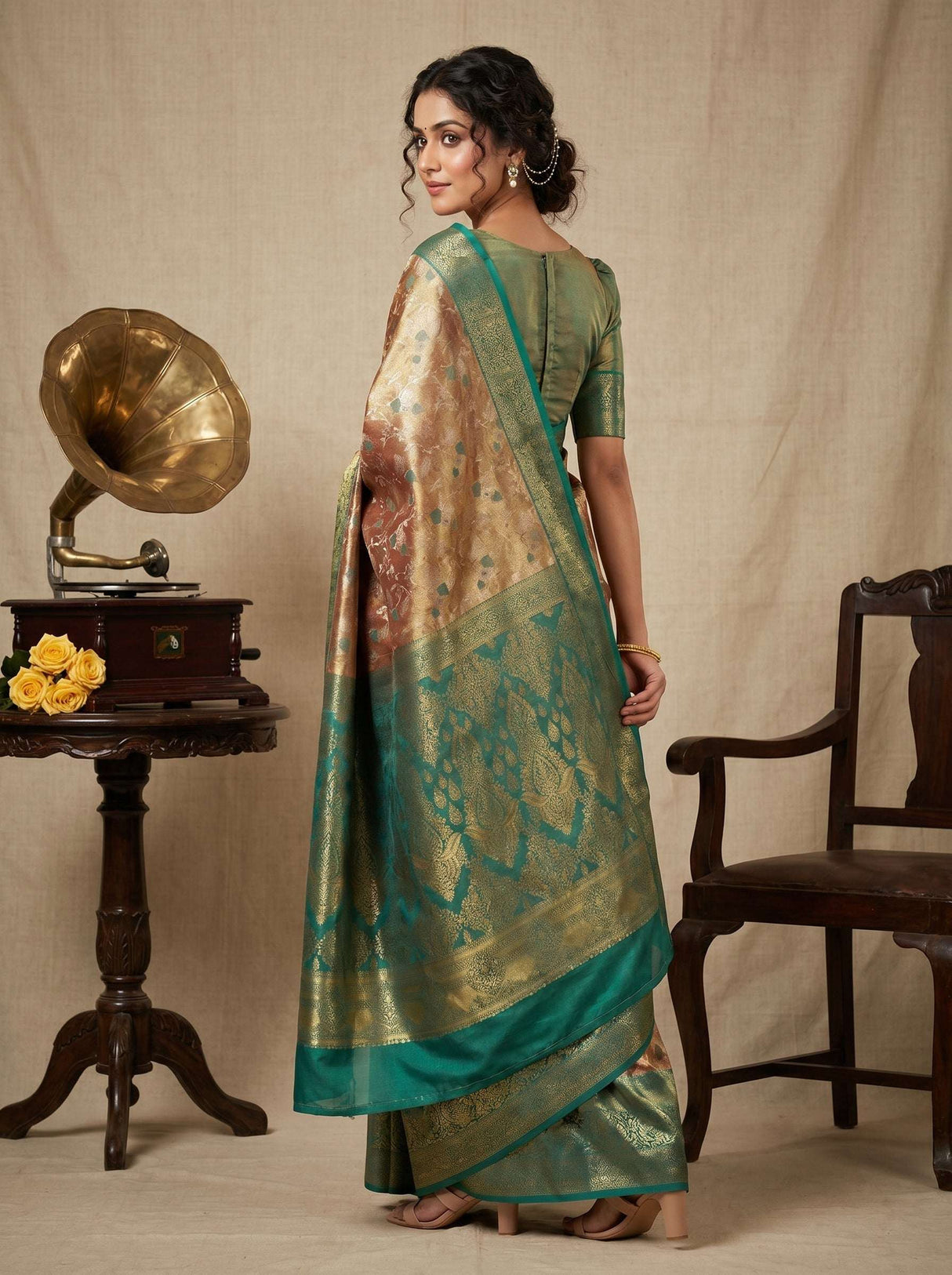 MIMOSA Maroon Kanjivaram Art Silk Saree — pose 9 styling detail