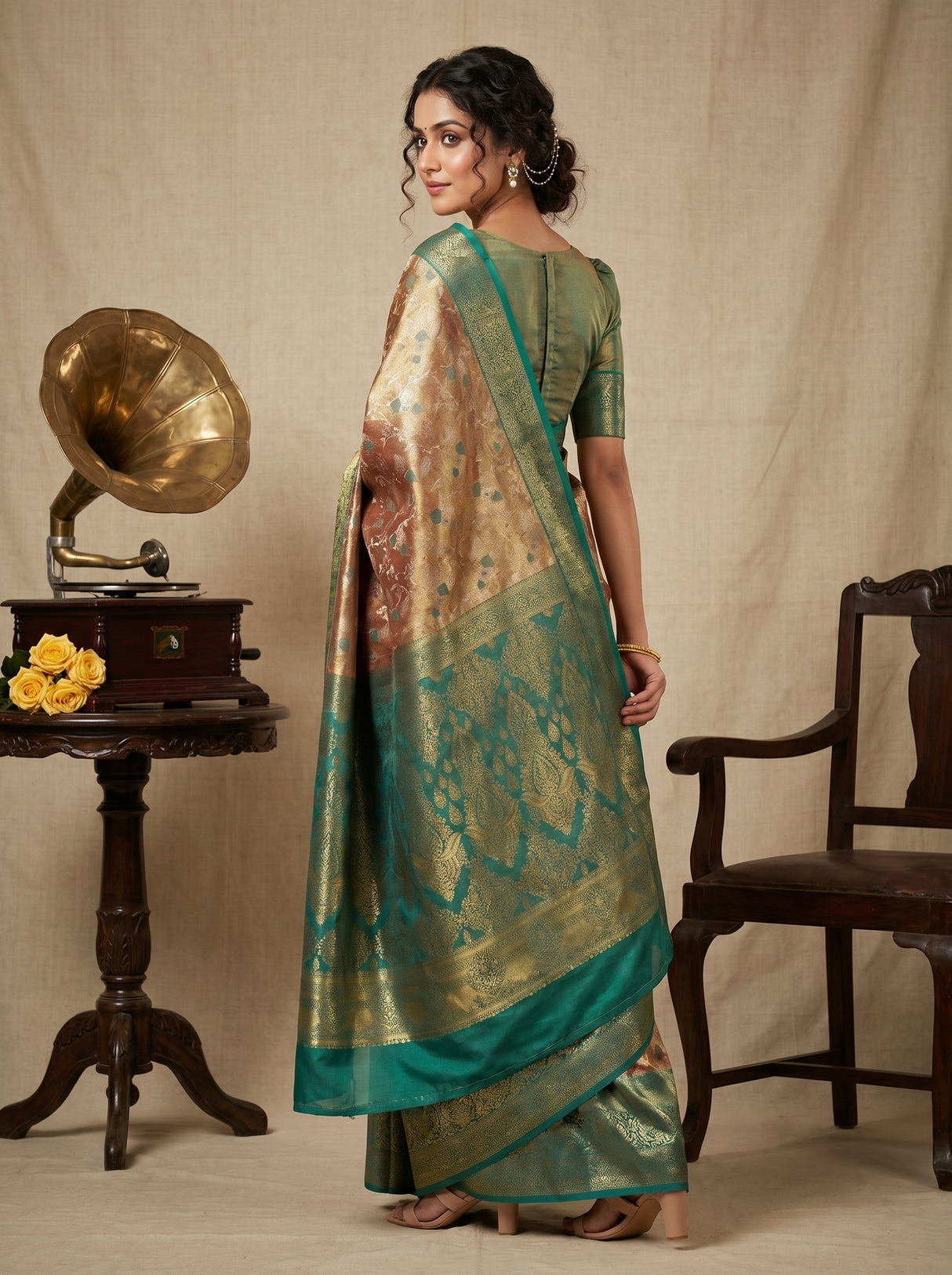 MIMOSA Maroon Kanjivaram Art Silk Saree — pose 9 styling detail
