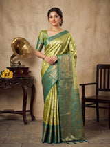 MIMOSA Olive Kanjivaram Art Silk Saree — Mannequin Draped View