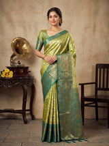 MIMOSA Olive Kanjivaram Art Silk Saree — Mannequin Draped View
