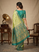 MIMOSA Green Art Silk Unstitched Blouse Fabric