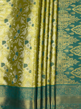 MIMOSA Olive Kanjivaram Art Silk Saree — fleets shot full lifestyle