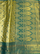 MIMOSA Olive Kanjivaram Art Silk Saree — pallu and zari work detail