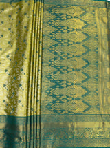 MIMOSA Olive Kanjivaram Art Silk Saree — pallu and zari work detail