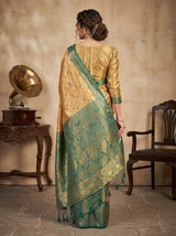 MIMOSA Green Art Silk Unstitched Blouse Fabric