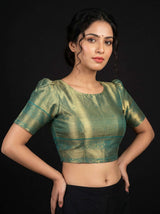 MIMOSA Orange Kanjivaram Art Silk Saree — blouse close-up