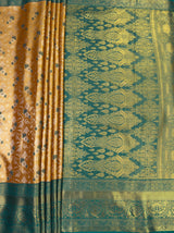 MIMOSA Orange Kanjivaram Art Silk Saree — pallu and zari work detail