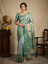 MIMOSA Saffire Kanjivaram Art Silk Saree — Mannequin Draped View