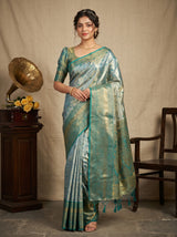 MIMOSA Saffire Kanjivaram Art Silk Saree — Mannequin Draped View