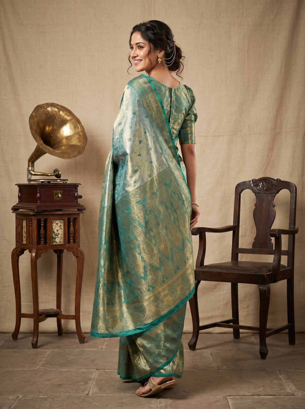 MIMOSA Saffire Kanjivaram Art Silk Saree — pose 9 styling detail