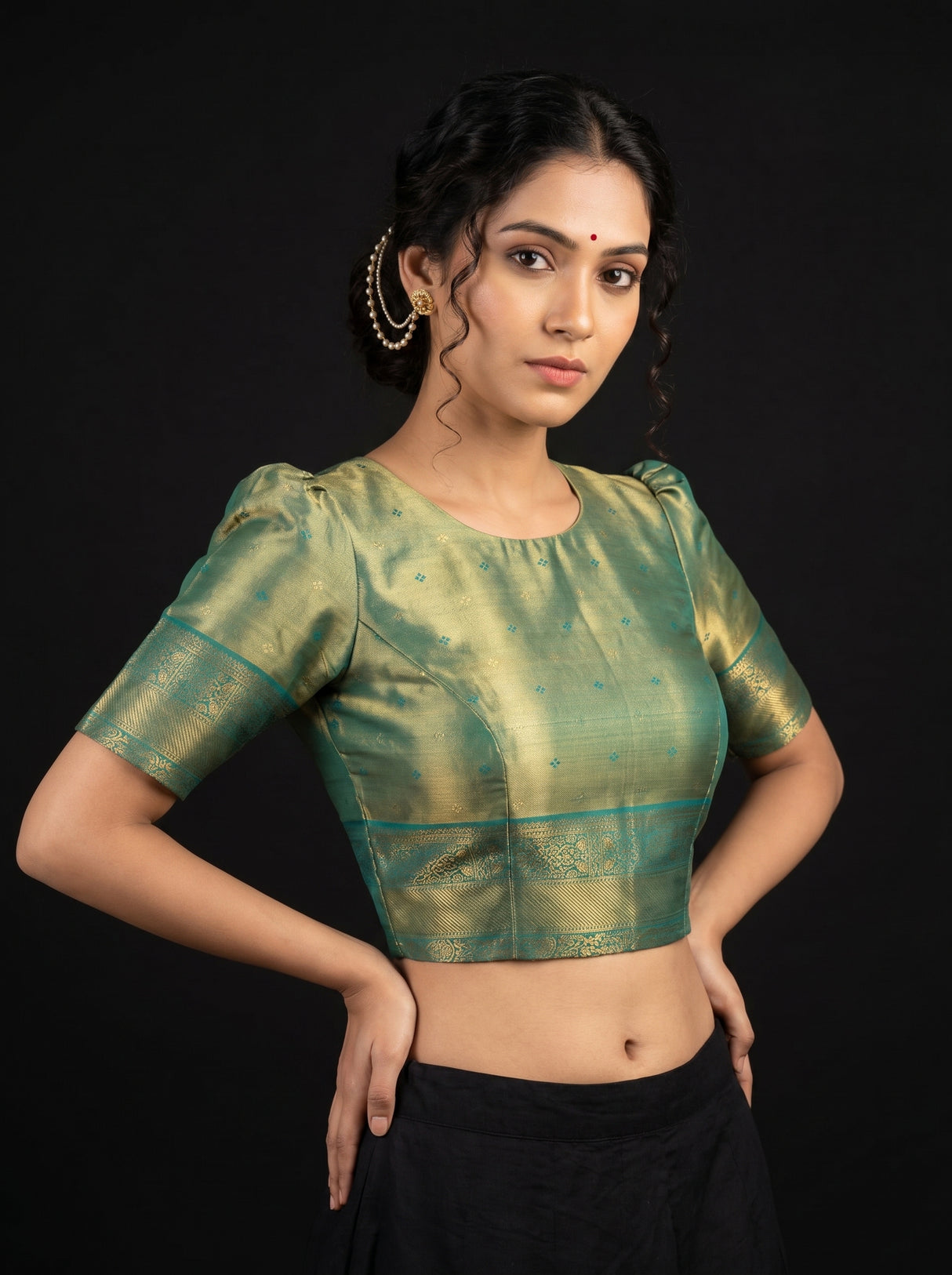 MIMOSA Saffire Kanjivaram Art Silk Saree — blouse close-up