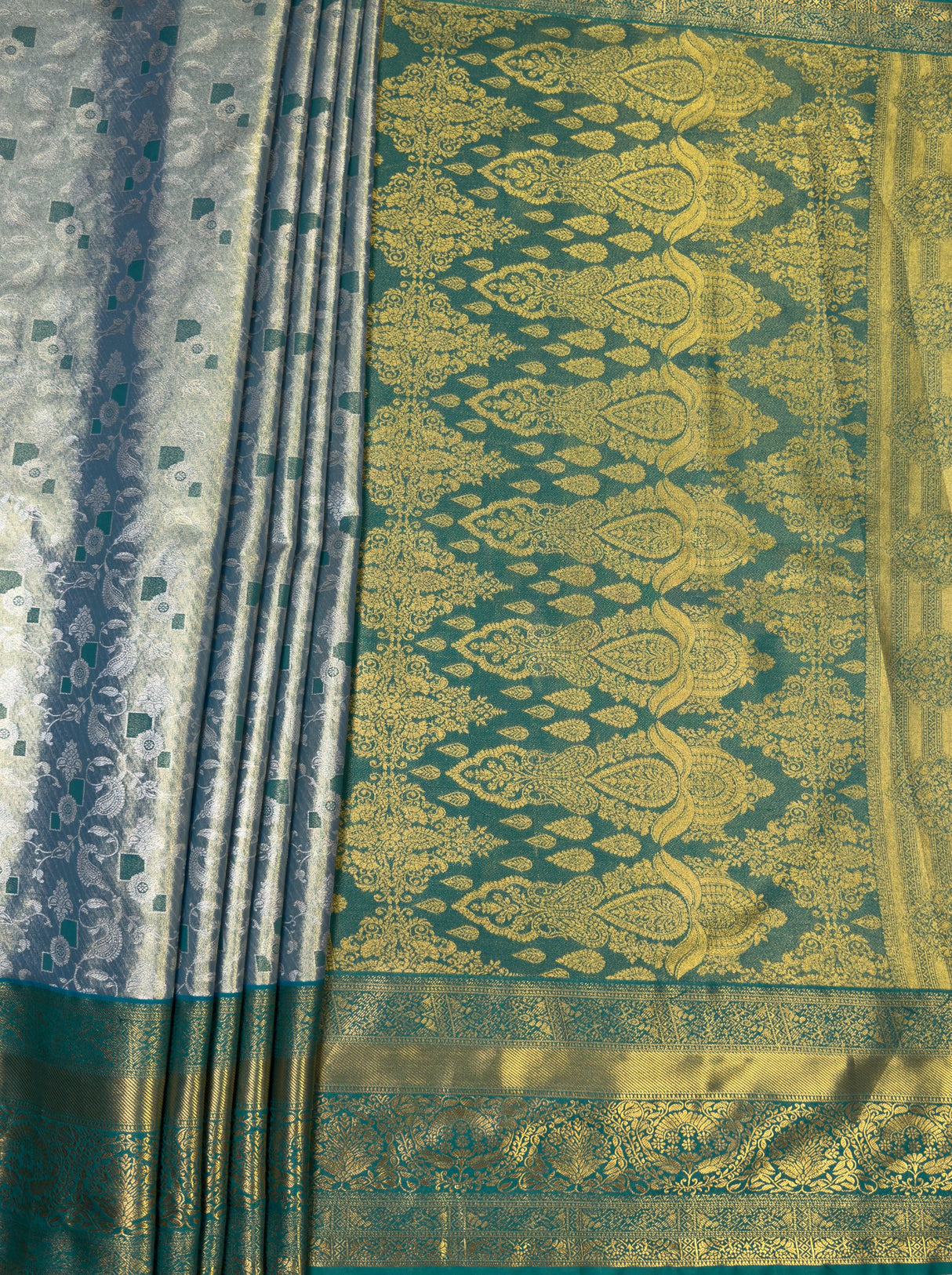 MIMOSA Saffire Kanjivaram Art Silk Saree — pallu and zari work detail