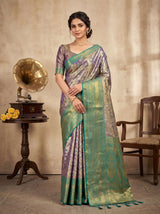 MIMOSA Violet Kanjivaram Art Silk Saree — Mannequin Draped View