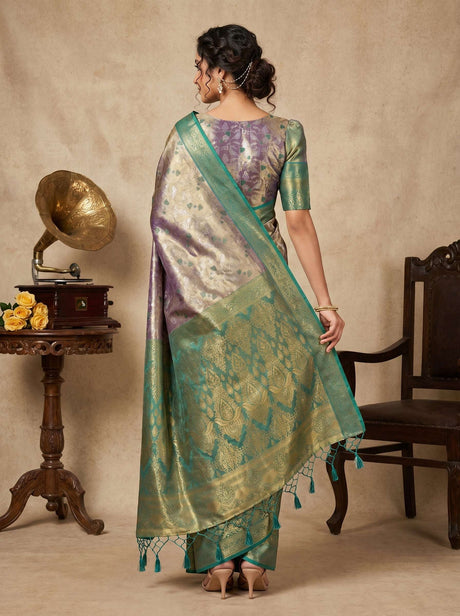 MIMOSA Green Art Silk Unstitched Blouse Fabric