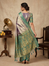 MIMOSA Green Art Silk Unstitched Blouse Fabric