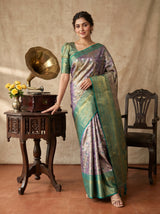 MIMOSA Violet Kanjivaram Art Silk Saree — pose 5 styling detail