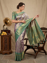 MIMOSA Violet Kanjivaram Art Silk Saree — pose 6 styling detail