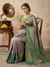 MIMOSA Violet Kanjivaram Art Silk Saree — pose 8 styling detail