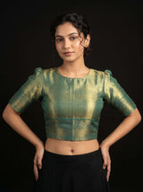 MIMOSA Violet Kanjivaram Art Silk Saree — blouse close-up