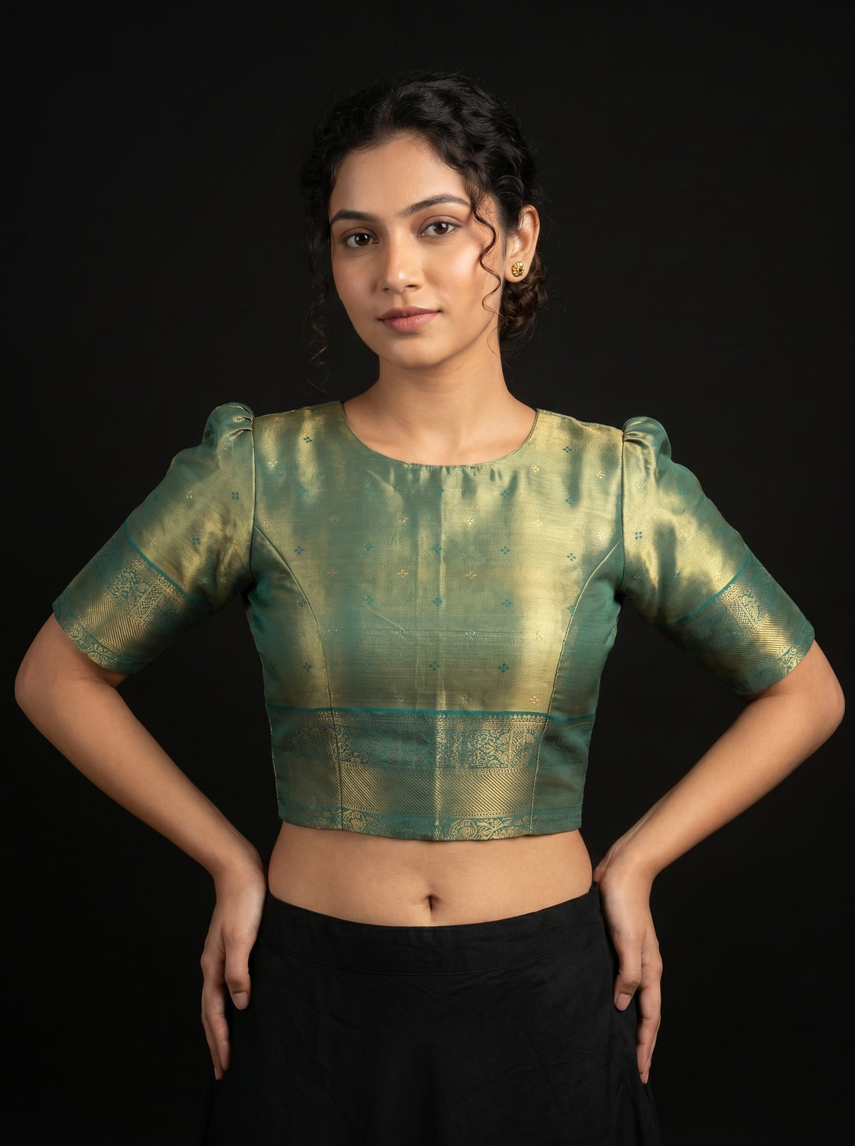 MIMOSA Violet Kanjivaram Art Silk Saree — blouse close-up