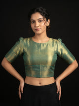 MIMOSA Violet Kanjivaram Art Silk Saree — blouse close-up