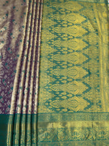 MIMOSA Violet Kanjivaram Art Silk Saree — pallu and zari work detail