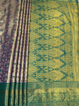 MIMOSA Violet Kanjivaram Art Silk Saree — pallu and zari work detail