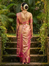 MIMOSA Gajari Kanjivaram Art Silk Saree — Unstitched Blouse Piece
