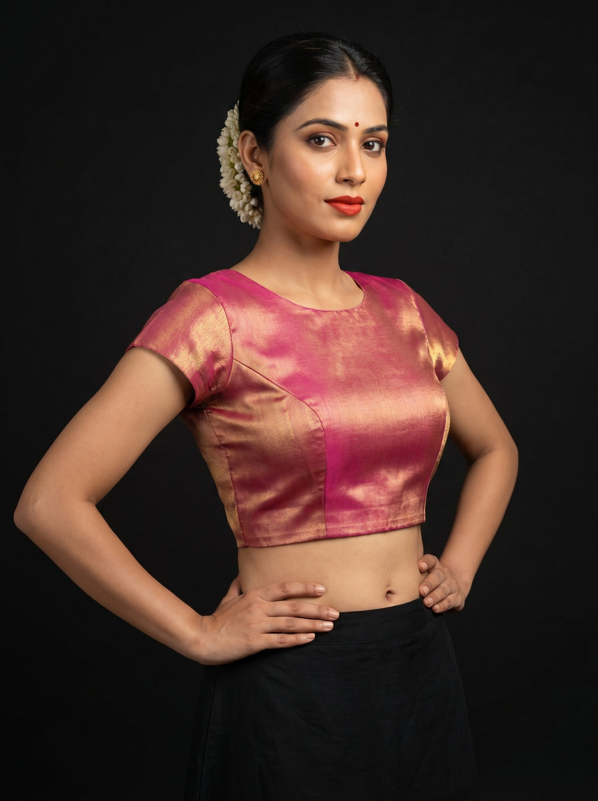 MIMOSA Gajari Kanjivaram Art Silk Saree — blouse close-up