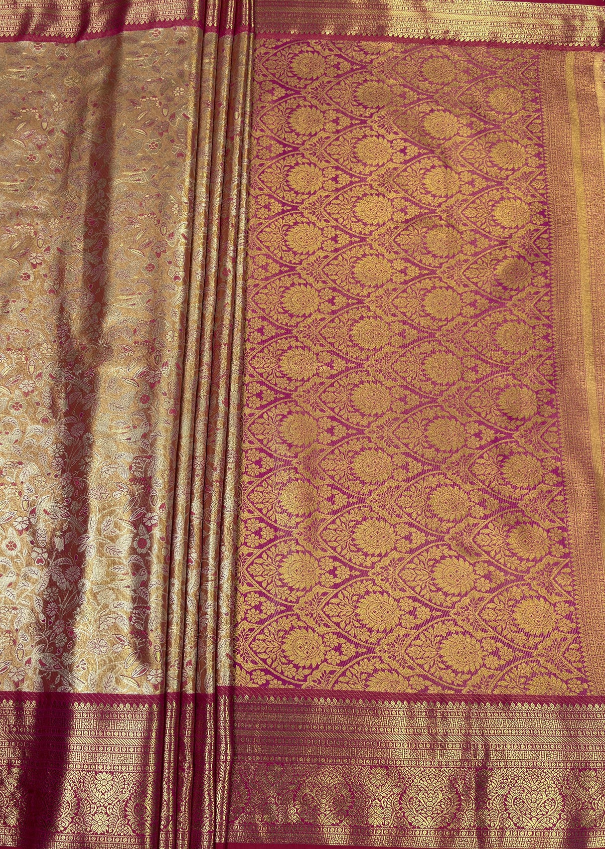 MIMOSA Gajari Kanjivaram Art Silk Saree — pallu and zari work detail