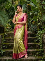MIMOSA Olive Kanjivaram Art Silk Saree — pose 4 styling detail