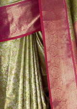 MIMOSA Olive Kanjivaram Art Silk Saree — fleets shot full lifestyle